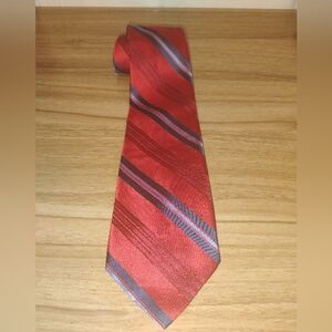 Club Room By Charter Club Men's Red Blue Striped 100% Silk Tie